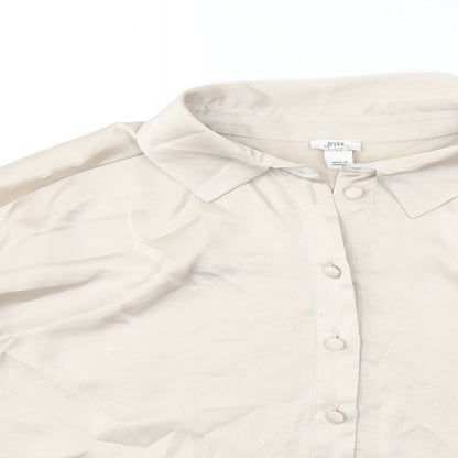 Womens UK Size 12 River Island Beige Basic Button-Up