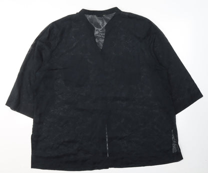Womens UK Size 26 ELVI Black Basic Button-Up