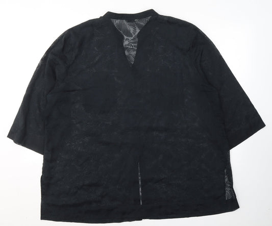 Womens UK Size 26 ELVI Black Basic Button-Up