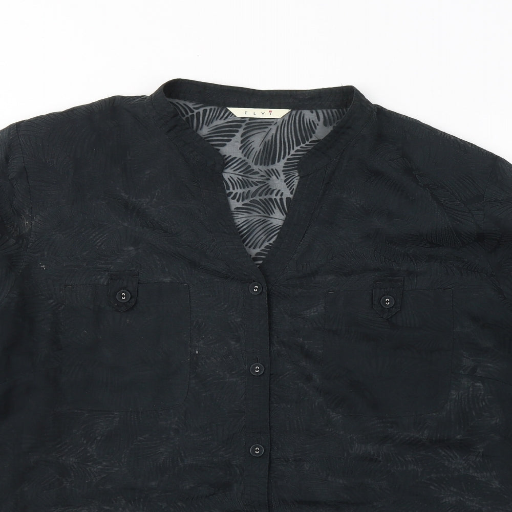 Womens UK Size 26 ELVI Black Basic Button-Up