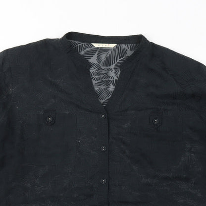 Womens UK Size 26 ELVI Black Basic Button-Up