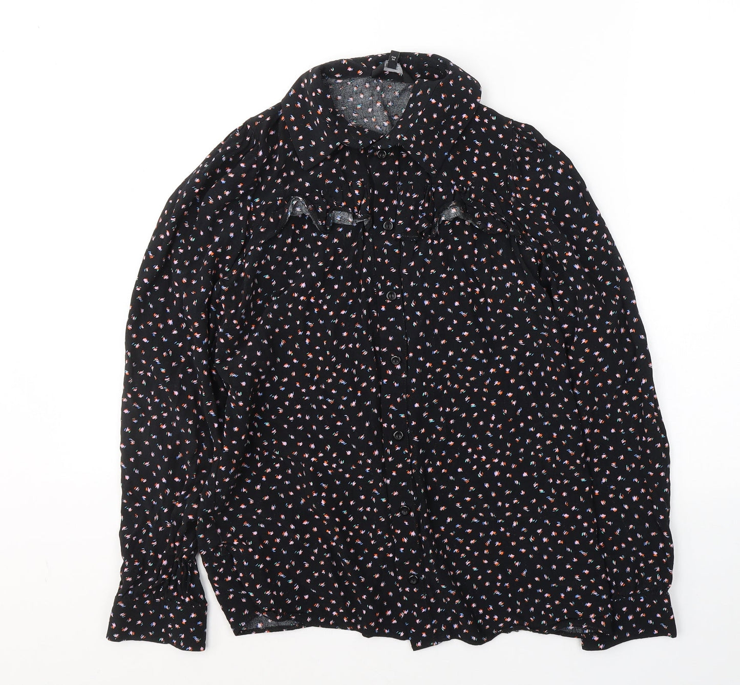 Womens UK Size 6 NEXT Black Jersey Button-Up