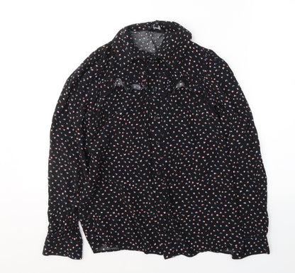 Womens UK Size 6 NEXT Black Jersey Button-Up