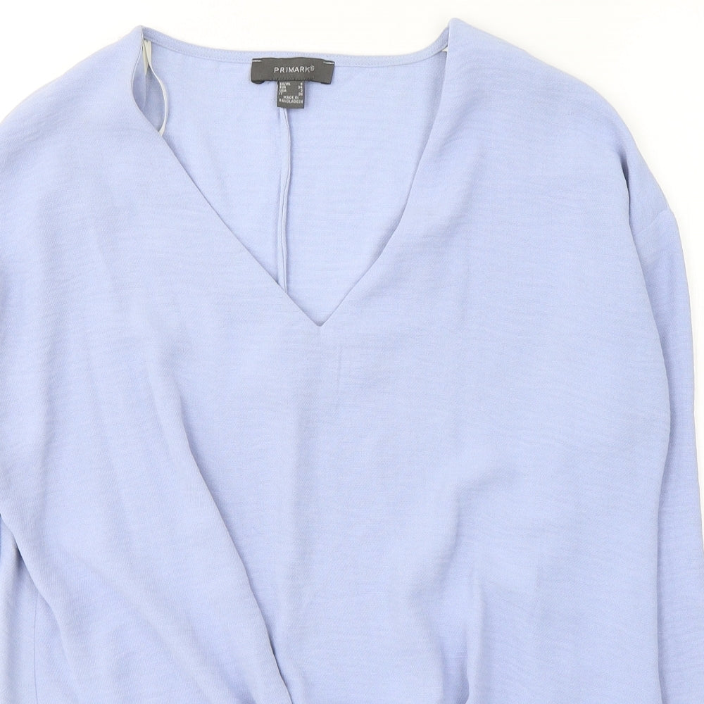 Primark Womens Blue  Polyester Tunic Blouse Size 8 Round Neck