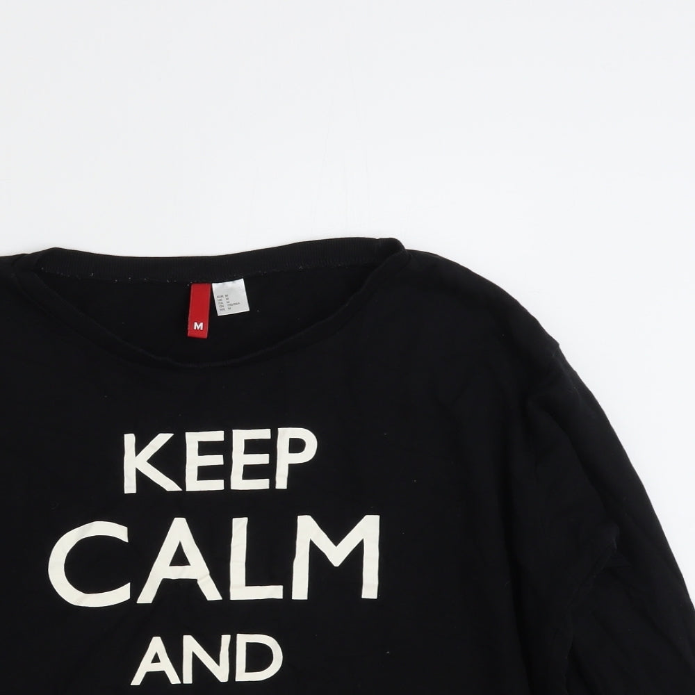 H&M Womens Black  100% Cotton Pullover Sweatshirt Size M  Pullover - Keep Calm & Get over it