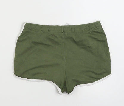 Primark Womens Green  100% Cotton Sweat Shorts Size 6  Regular Drawstring - Size 6/8