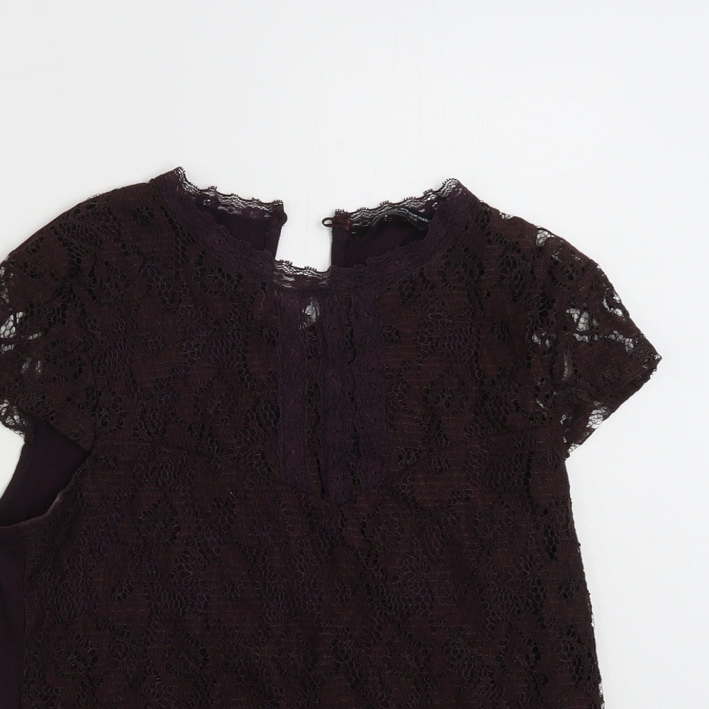 Womens UK Size 12 Dorothy Perkins Purple Basic T-Shirt