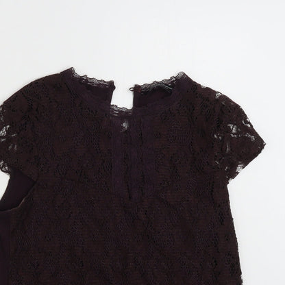 Womens UK Size 12 Dorothy Perkins Purple Basic T-Shirt