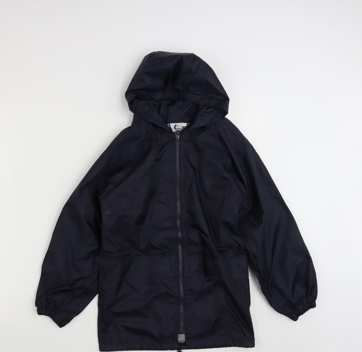Additional front view of TruTex boys’ blue rain coat jacket, size L, zip