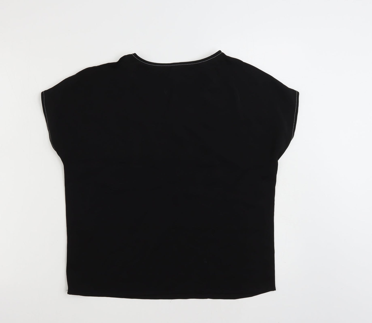 SHEIN  Womens Multicoloured Colourblock Polyester Basic Blouse Size S Crew Neck