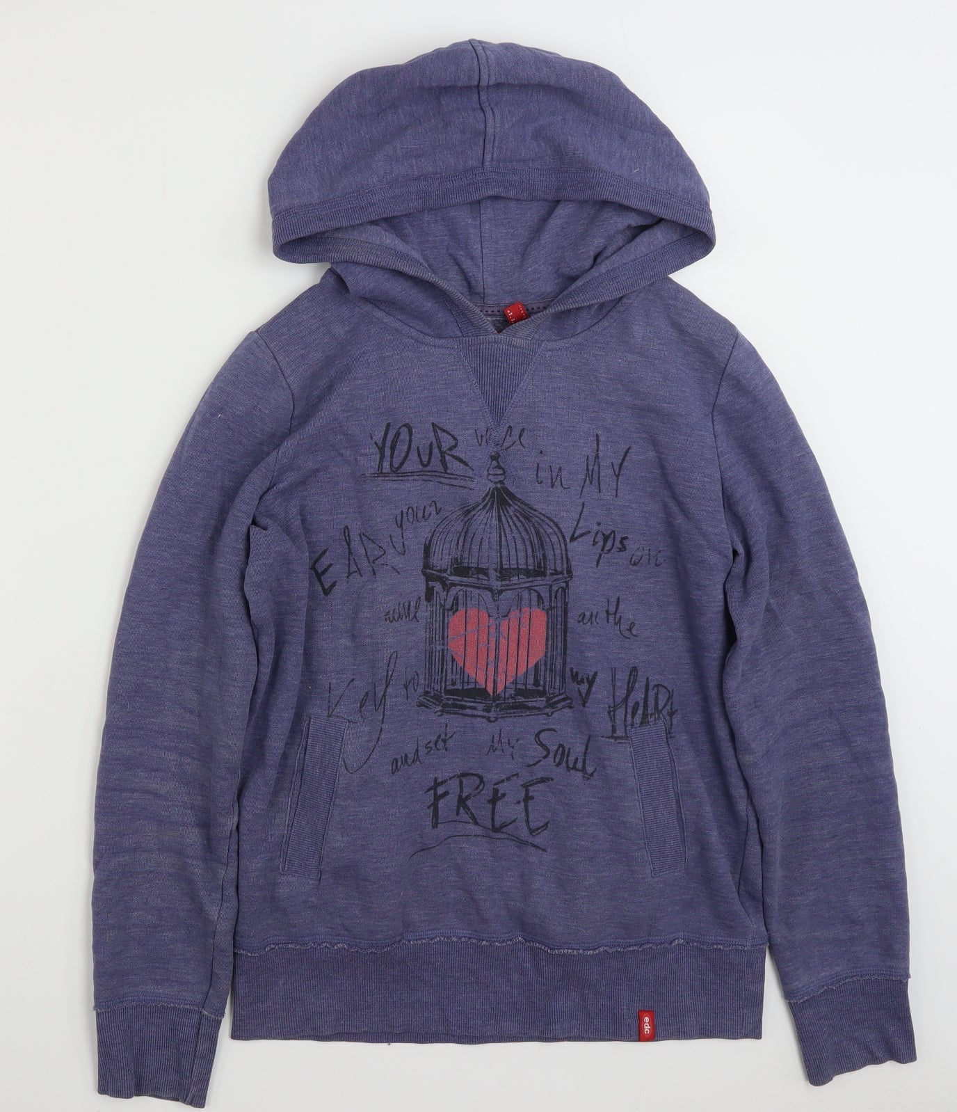 EDC Womens Blue  Cotton Pullover Hoodie Size S  Pullover