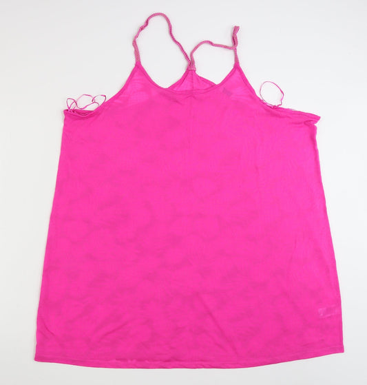 Papaya Womens Pink Floral Polyester Basic Tank Size XL Round Neck