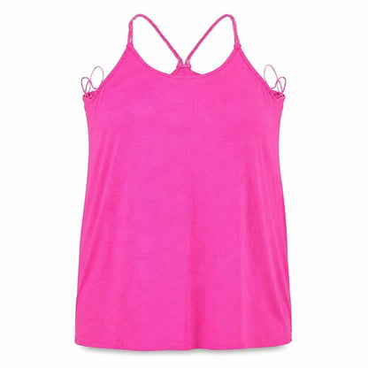 Papaya Womens Pink Floral Polyester Basic Tank Size XL Round Neck
