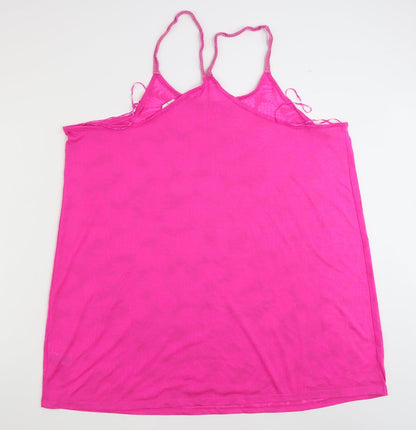 Papaya Womens Pink Floral Polyester Basic Tank Size XL Round Neck