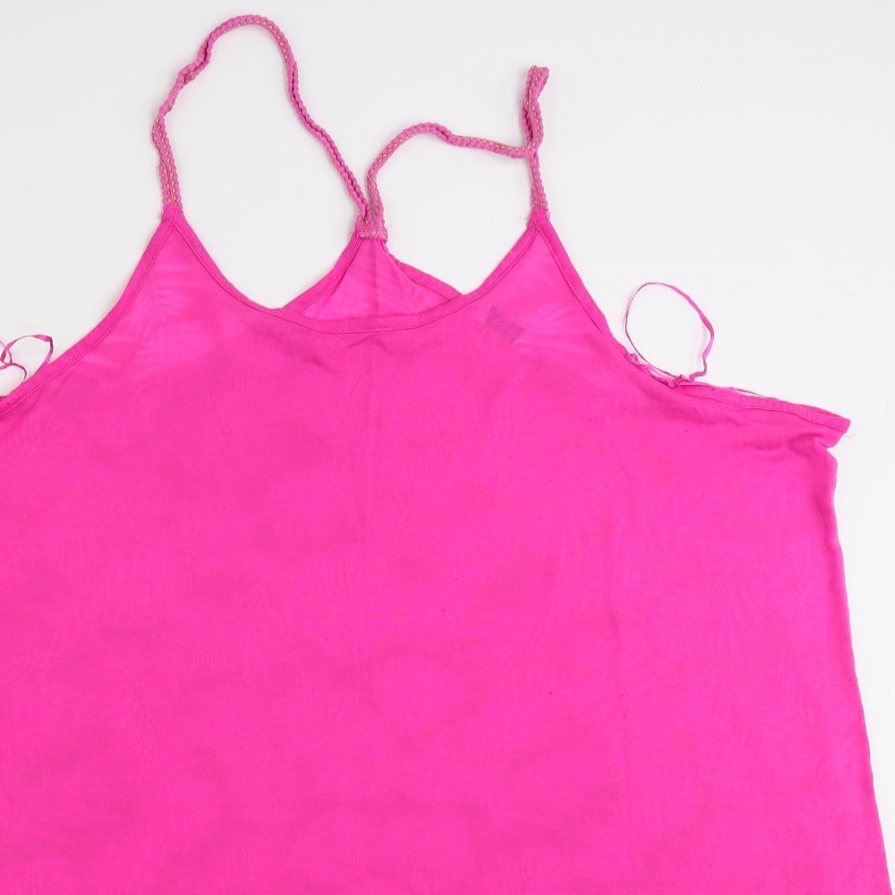 Papaya Womens Pink Floral Polyester Basic Tank Size XL Round Neck