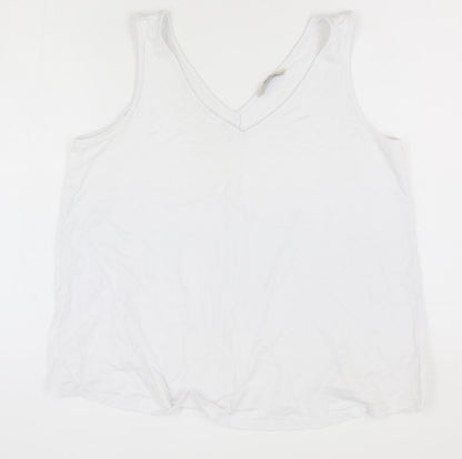 George Womens White  Viscose Basic Tank Size 14 V-Neck