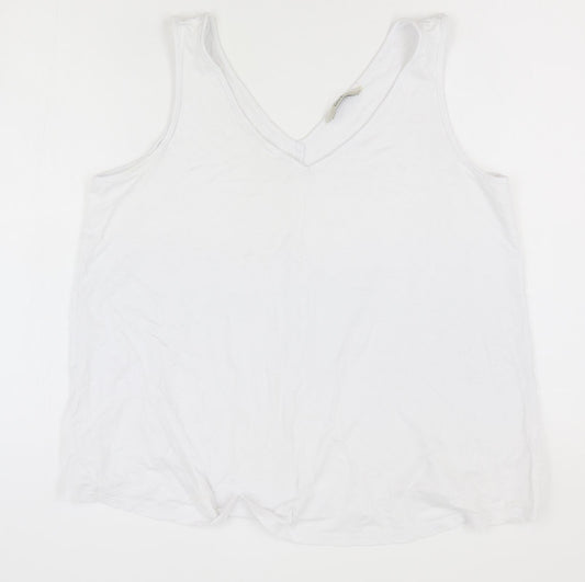George Womens White  Viscose Basic Tank Size 14 V-Neck