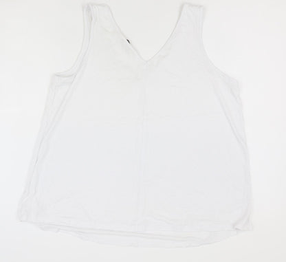 George Womens White  Viscose Basic Tank Size 14 V-Neck
