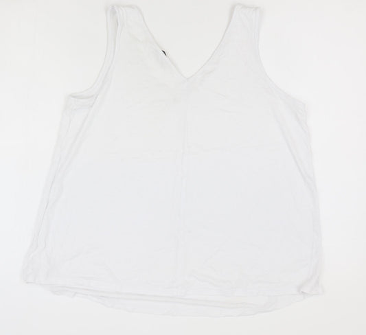 George Womens White  Viscose Basic Tank Size 14 V-Neck