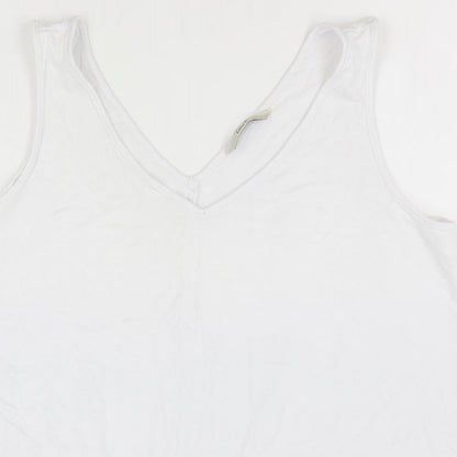 George Womens White  Viscose Basic Tank Size 14 V-Neck