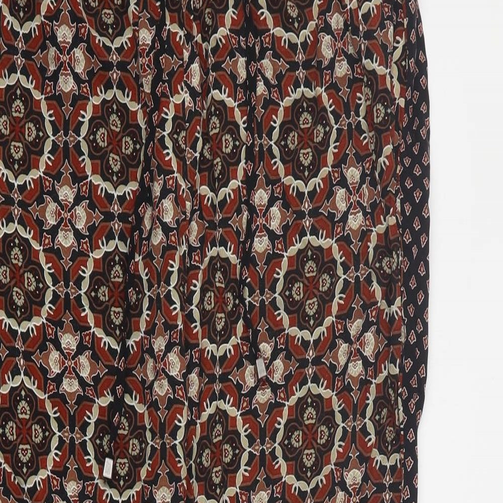 ESMARA Womens Black Geometric Viscose Carrot Trousers Size 10 L25 in Regular Drawstring