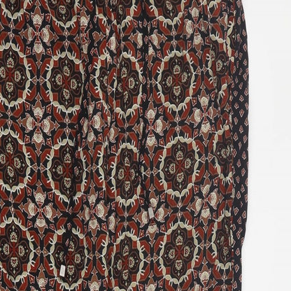 ESMARA Womens Black Geometric Viscose Carrot Trousers Size 10 L25 in Regular Drawstring