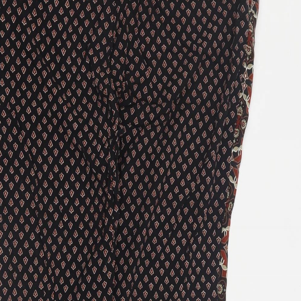 ESMARA Womens Black Geometric Viscose Carrot Trousers Size 10 L25 in Regular Drawstring