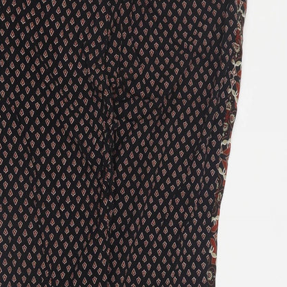 ESMARA Womens Black Geometric Viscose Carrot Trousers Size 10 L25 in Regular Drawstring