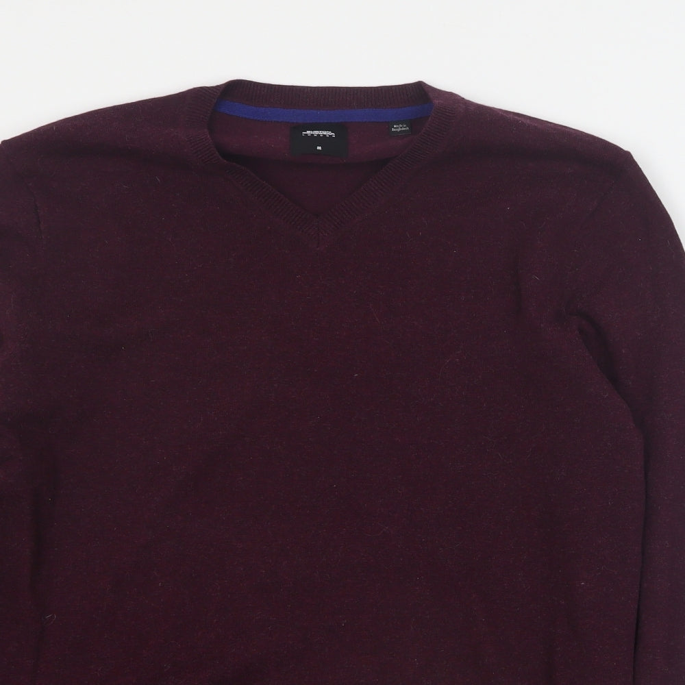 Burton Mens Purple V-Neck  Cotton Pullover Jumper Size M