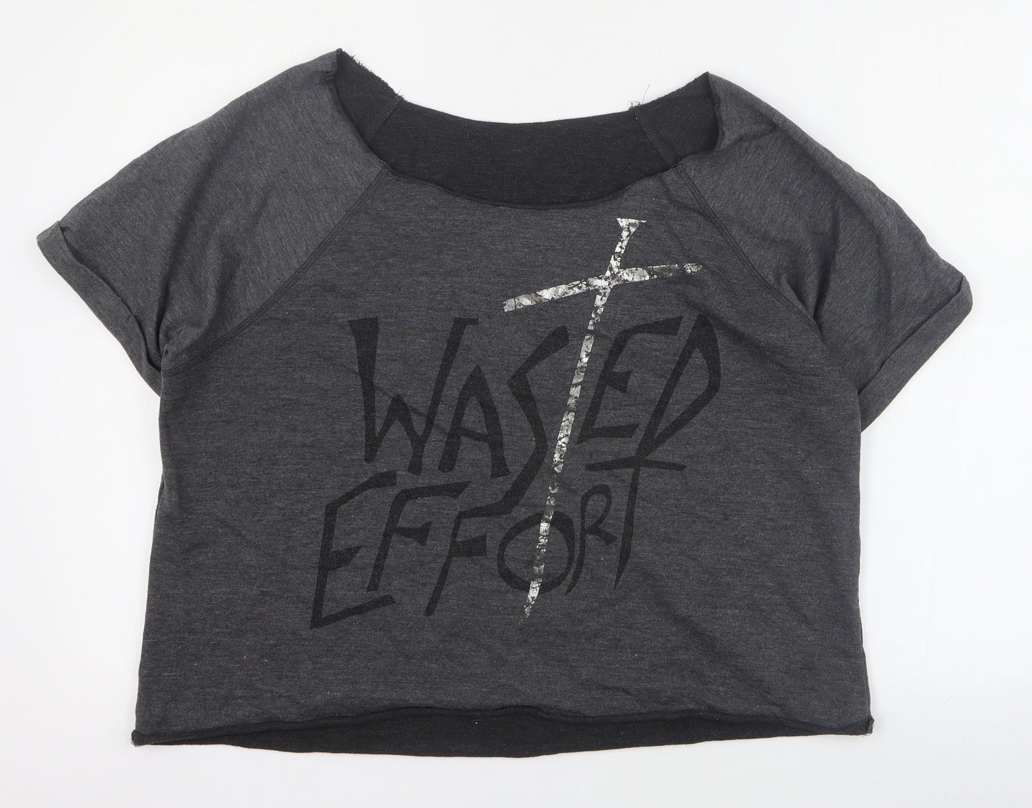 Womens UK Size 12 Internacionale Grey Basic T-Shirt
