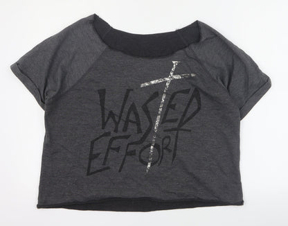 Womens UK Size 12 Internacionale Grey Basic T-Shirt