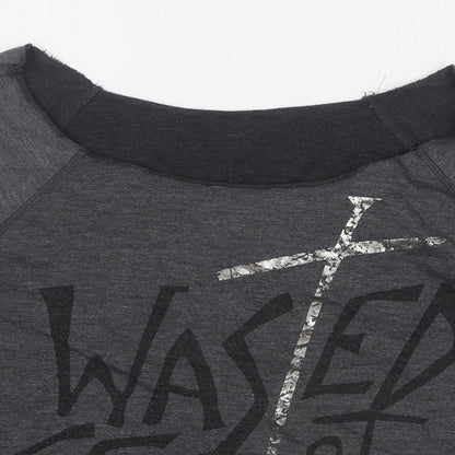 Womens UK Size 12 Internacionale Grey Basic T-Shirt