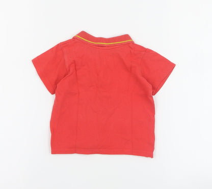 Back view of Marks & Spencer Baby Red 100% Cotton Basic Polo, size 6-9, Months Collared Button