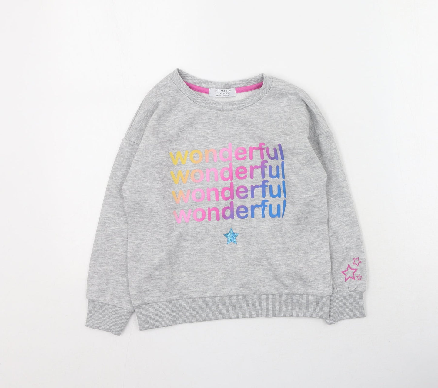 Primark Girls Grey  Cotton Pullover Sweatshirt Size 6-7 Years