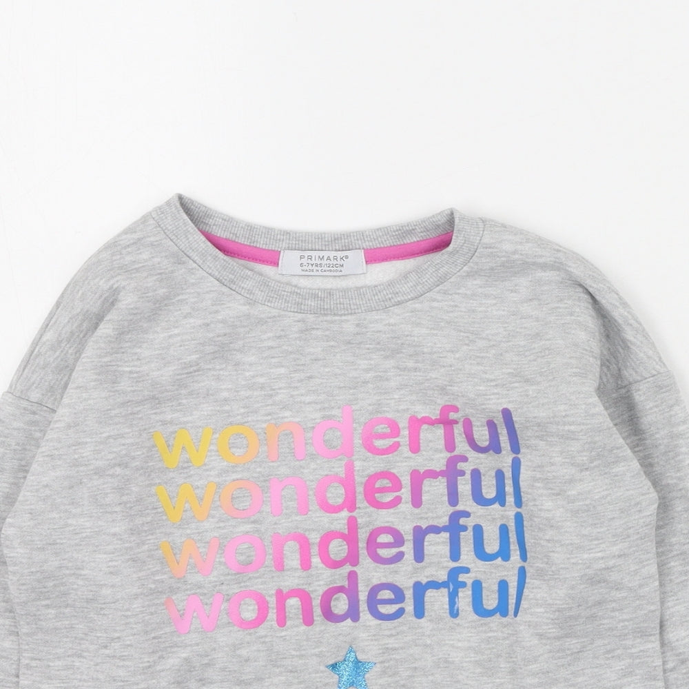 Primark Girls Grey  Cotton Pullover Sweatshirt Size 6-7 Years