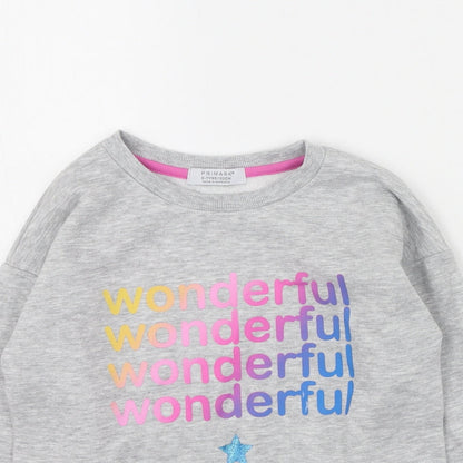 Primark Girls Grey  Cotton Pullover Sweatshirt Size 6-7 Years
