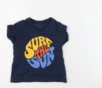 Primark Boys Blue  Polyester Basic T-Shirt Size 2-3 Years Round Neck  - Surf The Sun