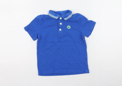 F&F Boys Blue  Cotton Basic Polo Size 2-3 Years Collared