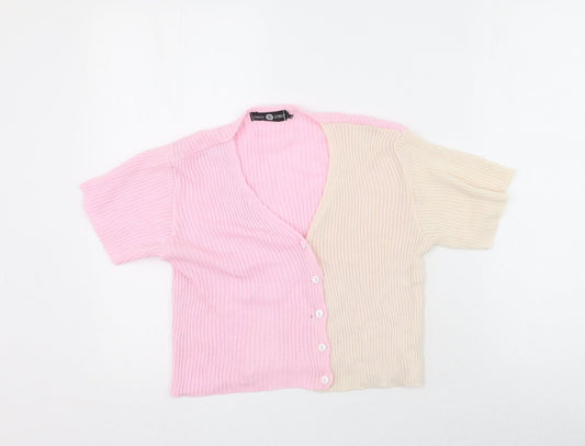 Daisy Street Womens Multicoloured V-Neck  Acrylic Cardigan Jumper Size 8