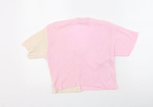 Daisy Street Womens Multicoloured V-Neck  Acrylic Cardigan Jumper Size 8