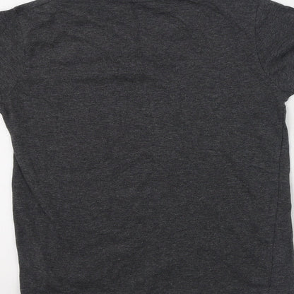 Brand and care label for Rebel boys’ grey cotton basic casual, size 9-10, years v-neck