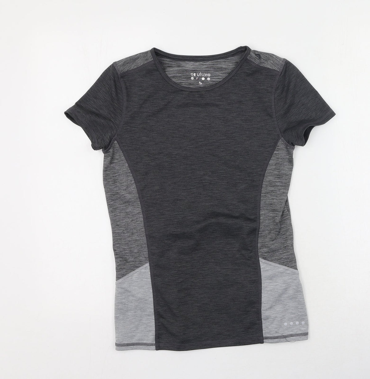 Additional front view of Soluxe women’s grey polyester basic casual, size S, round neck