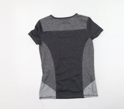 Back view of Soluxe women’s grey polyester basic casual, size S, round neck