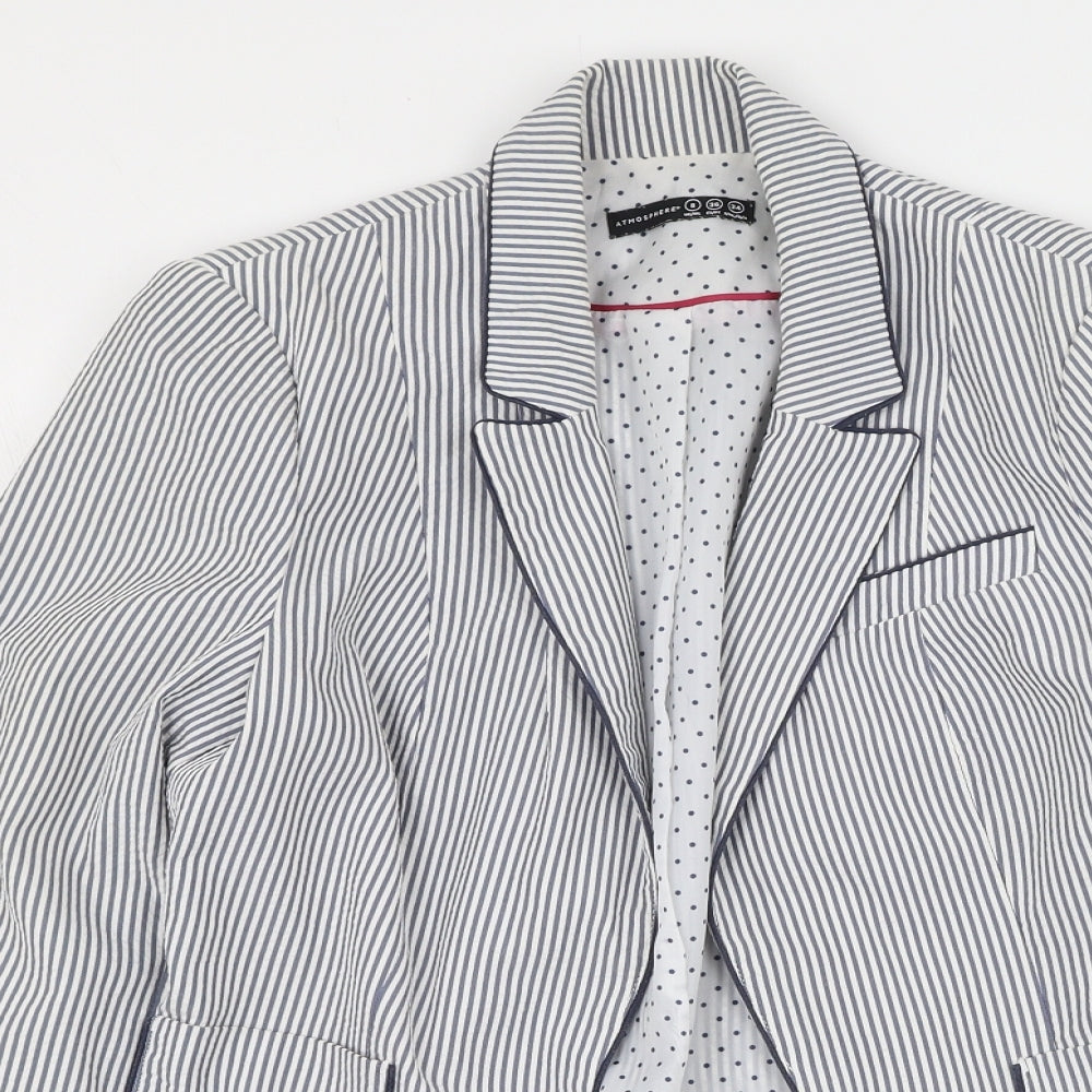 Primark Womens Black V-Neck Striped Polyester Cardigan Jumper Size 8