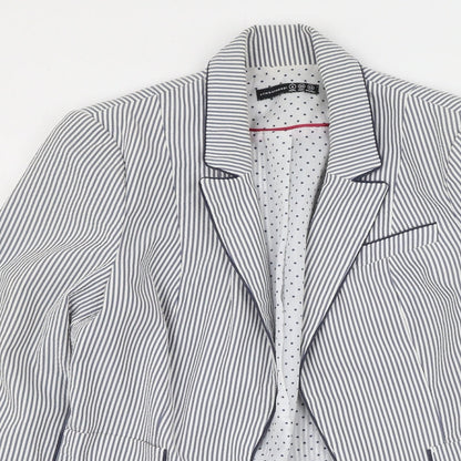 Primark Womens Black V-Neck Striped Polyester Cardigan Jumper Size 8