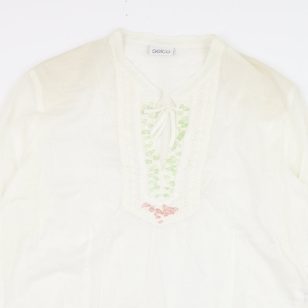 Womens UK Size 10 Gelco Ivory Basic Blouse