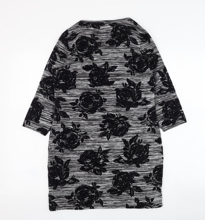 George Womens Grey Floral Polyester T-Shirt Dress  Size 8  Round Neck Pullover