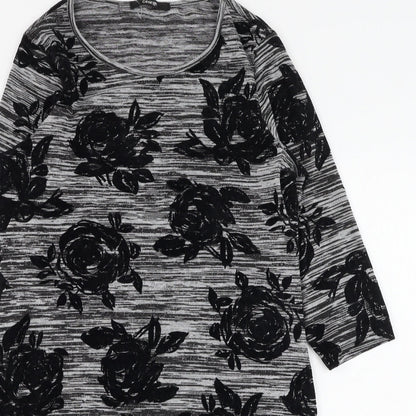 George Womens Grey Floral Polyester T-Shirt Dress  Size 8  Round Neck Pullover