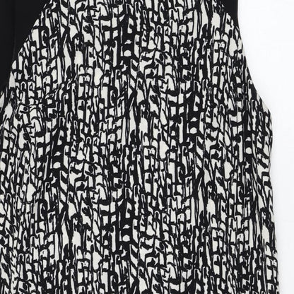 Peacocks Womens Black Geometric Polyester Shift  Size 12  Scoop Neck Pullover