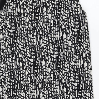 Peacocks Womens Black Geometric Polyester Shift  Size 12  Scoop Neck Pullover